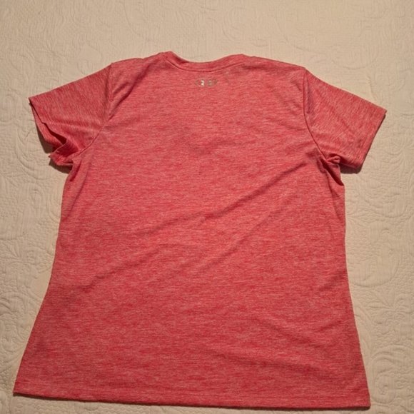 Under Armour women's size XL loose neon red v neck shirt heat gear, EUC - Picture 3 of 3